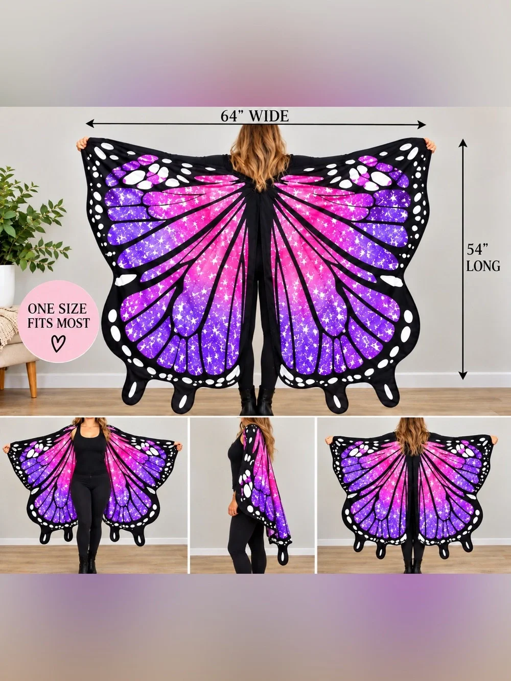 Butterfly Wings Costume Set - Purple Pink Galaxy -